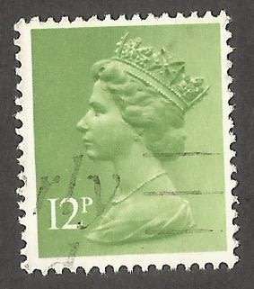 GB Machin- Used- Cancel- Postmark- Post Mark 12p Phosphorised paper