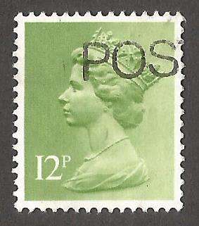 GB Machin- Used- Cancel- Postmark- Post Mark 12p Phosphorised paper