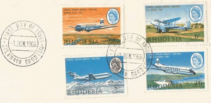 Zimbabwe 1966- 20th Anniversary of Central African Airways - Smaller FDC- Used- Cancel- Post Mark