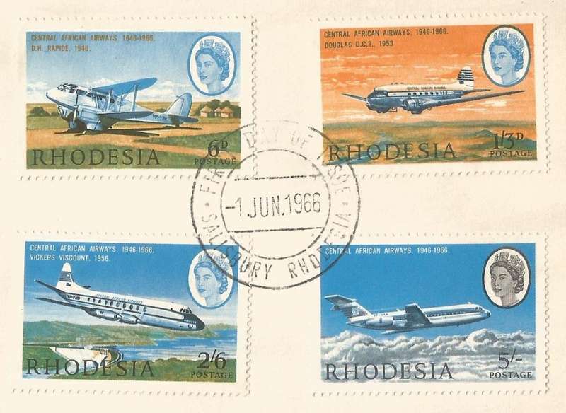 Zimbabwe 1966- 20th Anniversary of Central African Airways - Large FDC- Used- Cancel- Post Mark