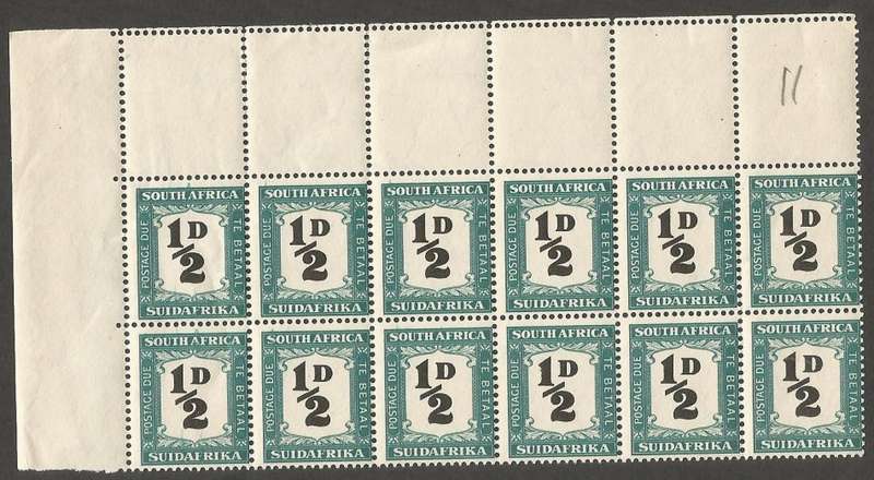 Union of South Africa Postage Dues SACC33 SGD34. Roller flaws