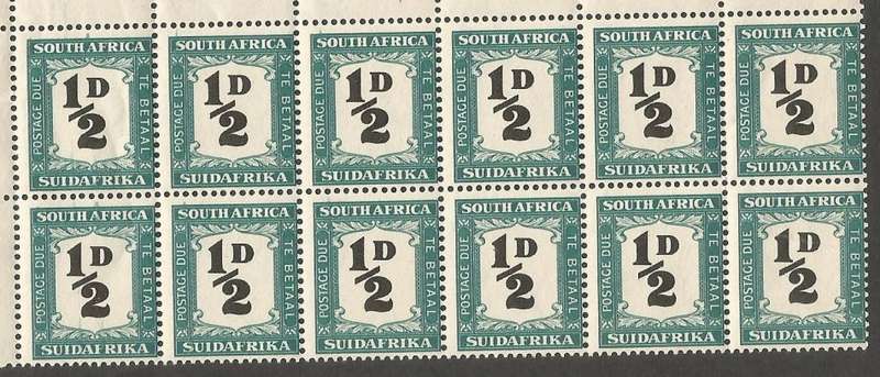 Union of South Africa Postage Dues SACC33 SGD34. Roller flaws