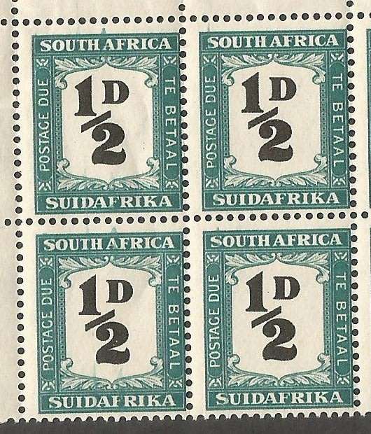 Union of South Africa Postage Dues SACC33 SGD34. Roller flaws