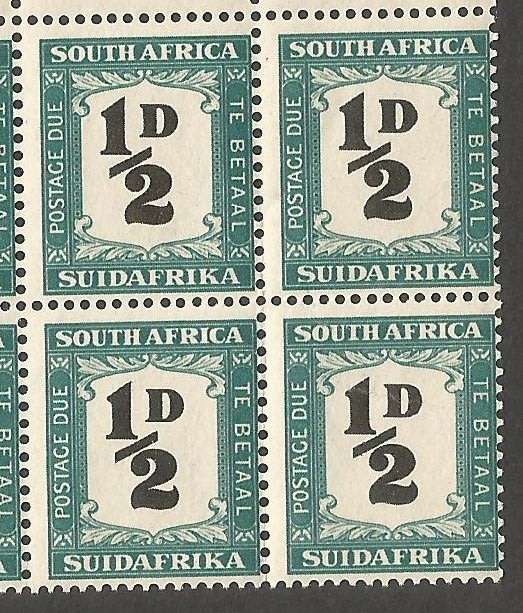 Union of South Africa Postage Dues SACC33 SGD34. Roller flaws