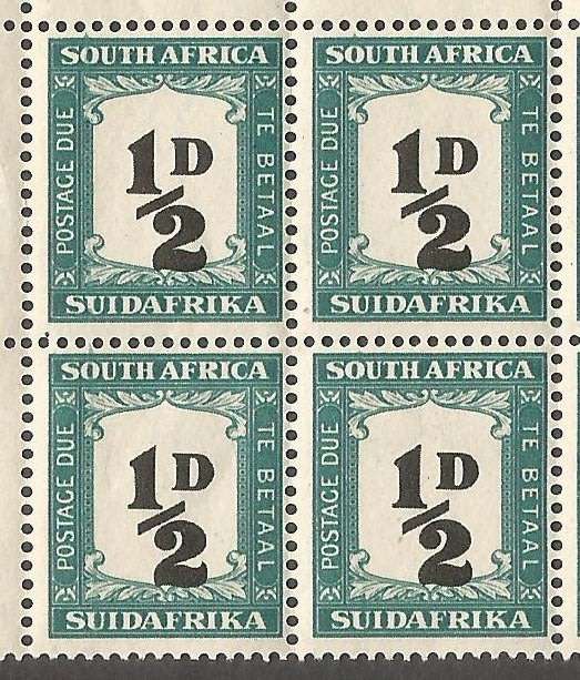Union of South Africa Postage Dues SACC33 SGD34. Roller flaws