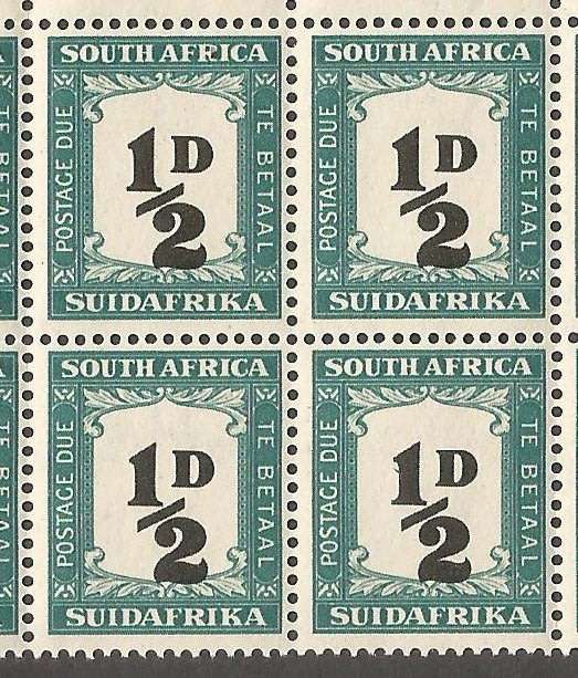 Union of South Africa Postage Dues SACC33 SGD34. Roller flaws