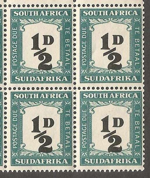Union of South Africa Postage Dues SACC33 SGD34. Roller flaws