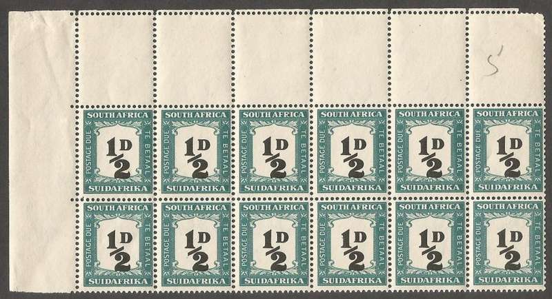 Union of South Africa Postage Dues SACC33 SGD34. Roller flaws