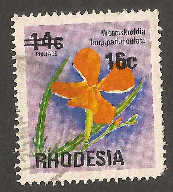 Rhodesia 14c overprinted 16c- Used- Cancel- Variety- 6 and c joined. Note missing lower RH perf.