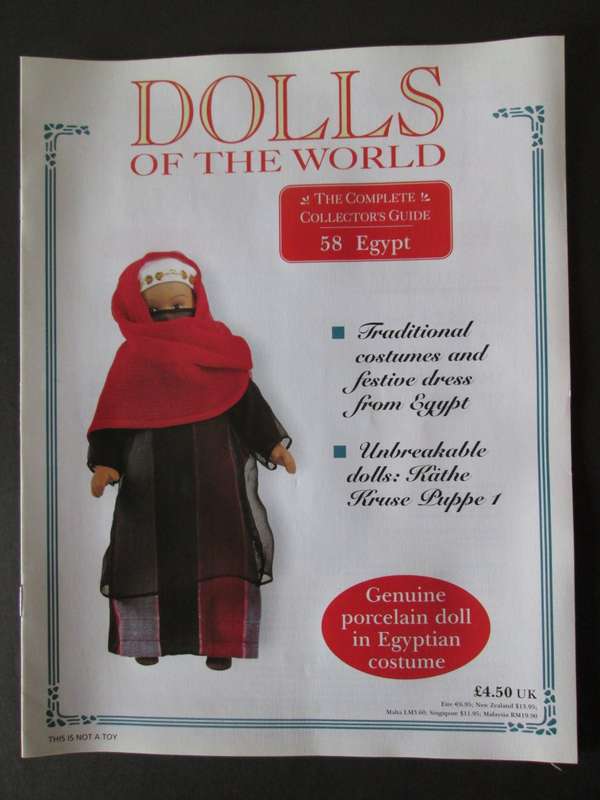 Dolls of The World- No 58- Porcelain Doll- Egypt- Egyptian Costume + Collector`s Guide