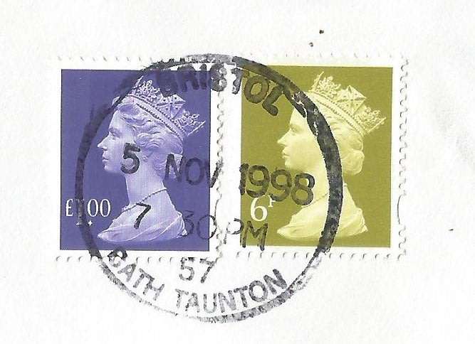 England- Domestic Mail- Cover- FDC- 1998- Bristol Cancel- Used- Postmark- Post Mark