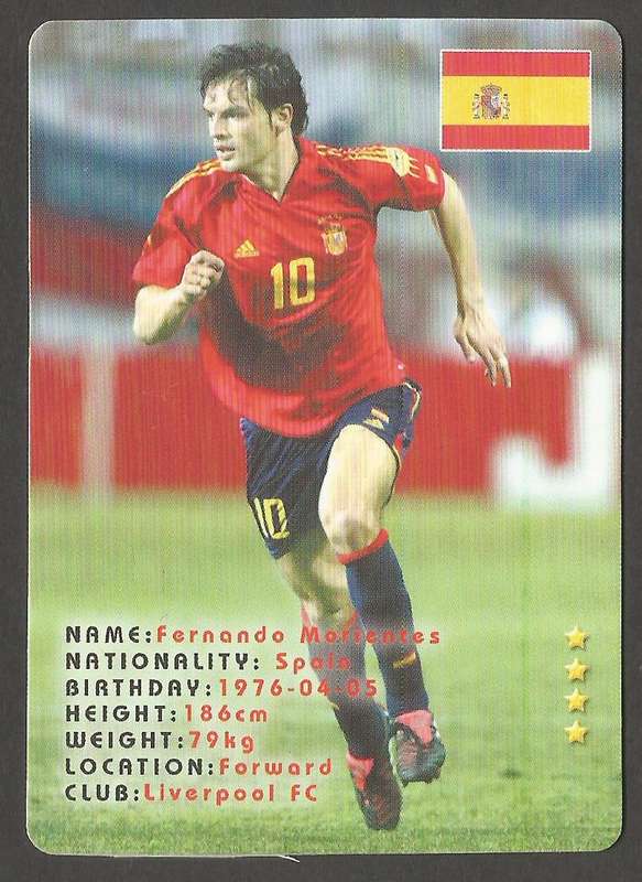 FIFA Soccer World Cub Card- Player- Fernando Morlentes- Club- Liverpool FC- Nationality-Spain