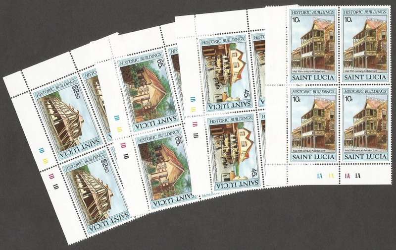 St. Lucia 1984 Historic Buildings MNH Control Blocks