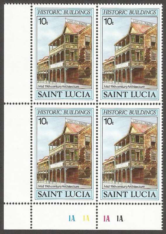 St. Lucia 1984 Historic Buildings MNH Control Blocks