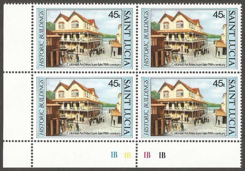 St. Lucia 1984 Historic Buildings MNH Control Blocks