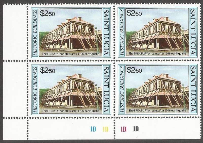 St. Lucia 1984 Historic Buildings MNH Control Blocks