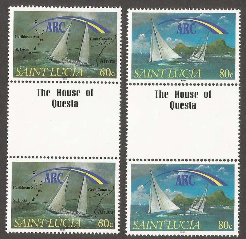 St. Lucia 1991 Atlantic Rally for Cruising Yachts MNH Gutter  pairs