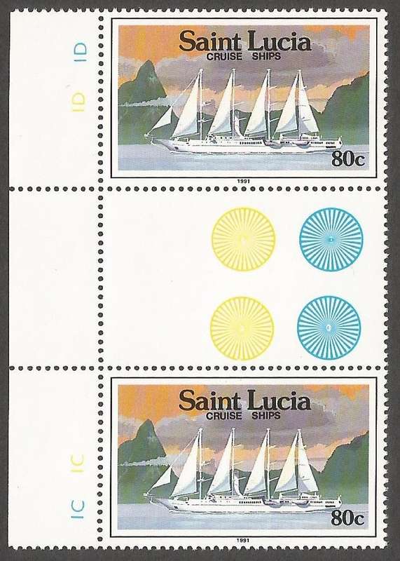 St. Lucia 1991 Cruise Ships MNH Gutter  pairs