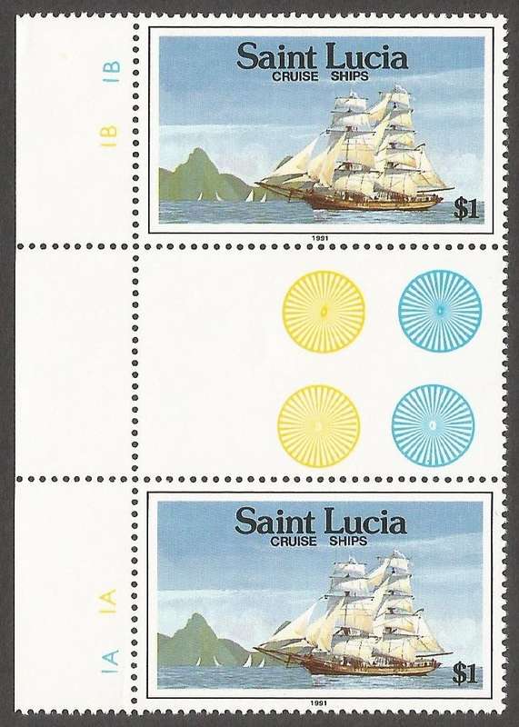 St. Lucia 1991 Cruise Ships MNH Gutter  pairs