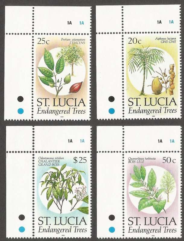 St. Lucia 1990 - Endangered Trees- MNH