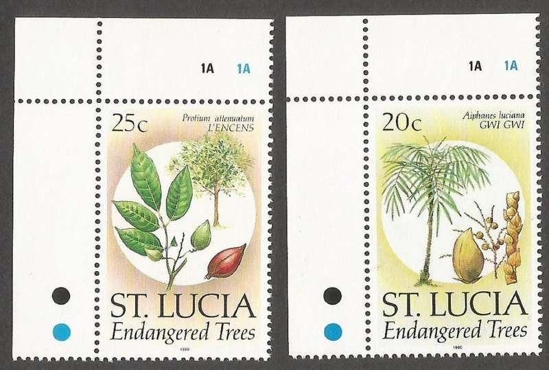 St. Lucia 1990 - Endangered Trees- MNH