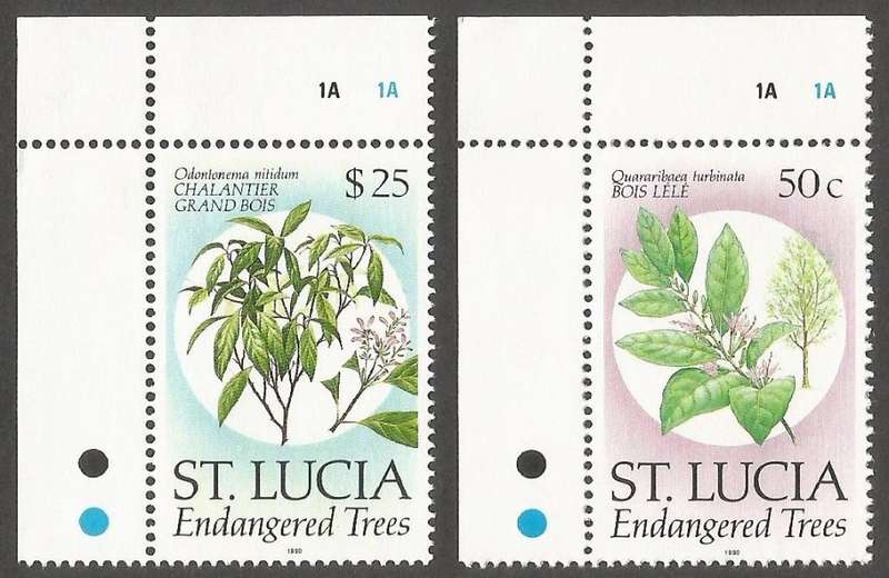 St. Lucia 1990 - Endangered Trees- MNH