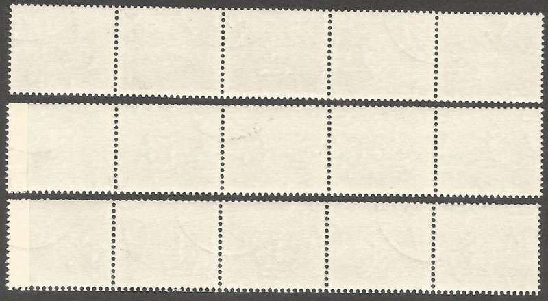 St. Lucia 1973 -1975 Coat of Arms - 3 Strips 5 Stamps - Used- Cancel- Postmark paper join on edge