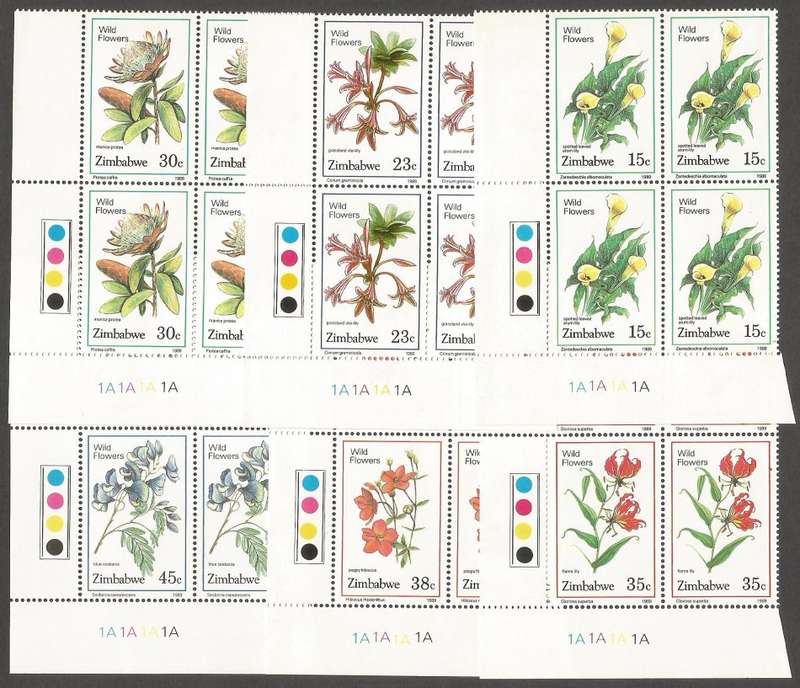 Zimbabwe 1989 Wild Flowers Control Blocks