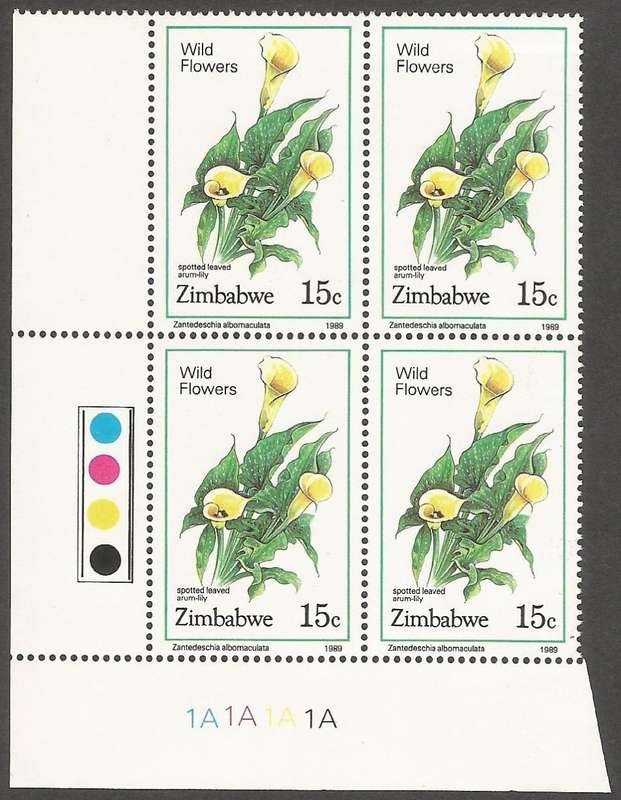 Zimbabwe 1989 Wild Flowers Control Blocks