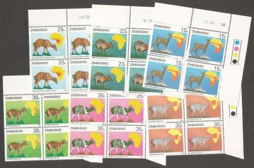 Zimbabwe-1987- Duikers of Africa Survey- Control blocks 1B- MNH- CV R300