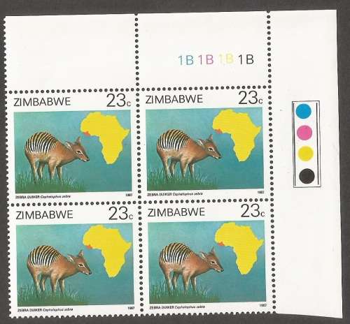 Zimbabwe-1987- Duikers of Africa Survey- Control blocks 1B- MNH- CV R300