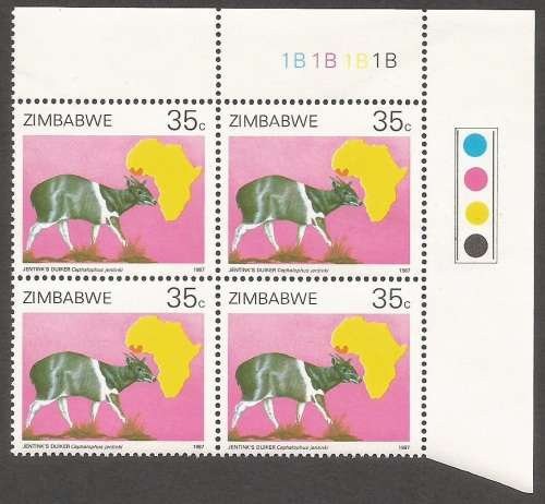 Zimbabwe-1987- Duikers of Africa Survey- Control blocks 1B- MNH- CV R300