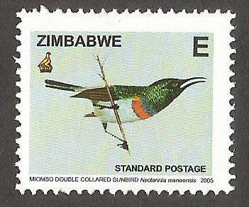 Zimbabwe 2005 - Bird Series- `E` Standard Postage- Miombo Double Collared Sunbird- MNH