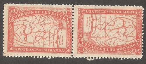 Venezuela 1896 The 80th Anni. of the Death of General Francisco de Miranda, 1750-1816 Tete Beche