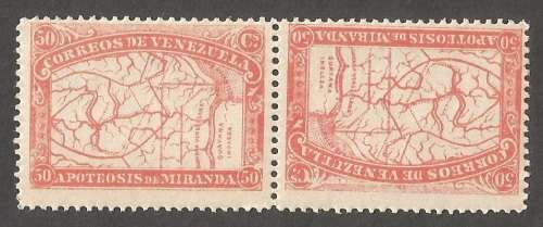 Venezuela 1896 The 80th Anni. of the Death of General Francisco de Miranda, 1750-1816 Tete Beche