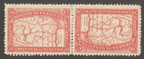 Venezuela 1896 The 80th Anni. of the Death of General Francisco de Miranda, 1750-1816 Tete Beche
