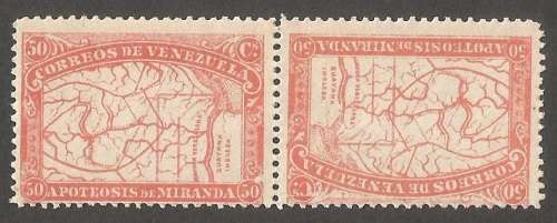 Venezuela 1896 The 80th Anni. of the Death of General Francisco de Miranda, 1750-1816 Tete Beche