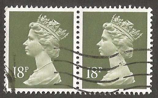 GB Machin- Used- Cancel- Postmark- Post Mark- Pair