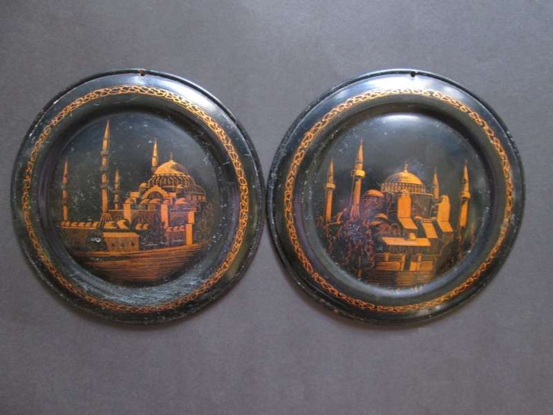 2 x Wall hanging Brass etchings  Istanbul Mosques - Collectible