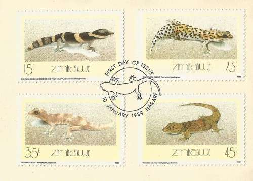 Zimbabwe- Geckos of Zimbabwe- 1989- FDC- Used- Cancel- Post Mark- Postmark