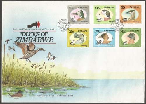 Zimbabwe- Ducks of Zimbabwe - 1988- FDC- Used- Cancel- Post Mark- Postmark