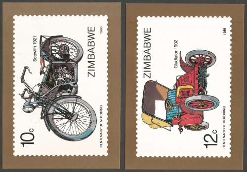 Zimbabwe-1986-FDC + PostCard Set - Unused- Post card-Thematic-Transport- Motor Cars