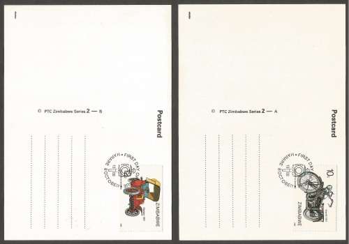 Zimbabwe-1986-FDC + PostCard Set - Unused- Post card-Thematic-Transport- Motor Cars