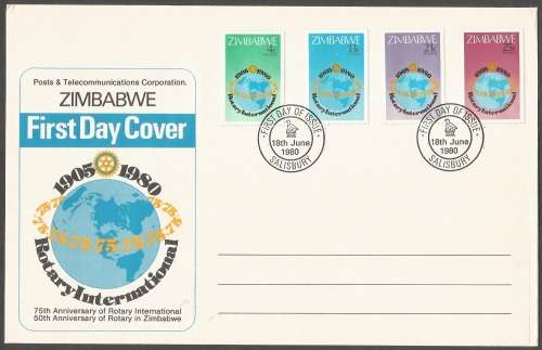 75th Anniversary of Rotary International- Zimbabwe- 1980 - FDC - Used- Cancel- Post Mark