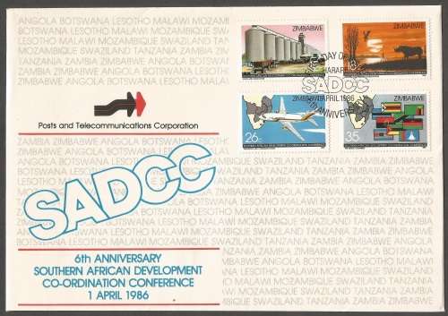 6th Anniversary Southern African Development co-ordination conference SADCC Zimbabwe 1986 FDC Used