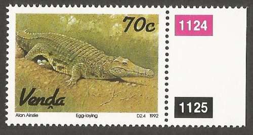 Venda- 1992- MNH- Single Stamp- Thematic- Fauna- Crocodile Farming- SACC 247- Control Numbers