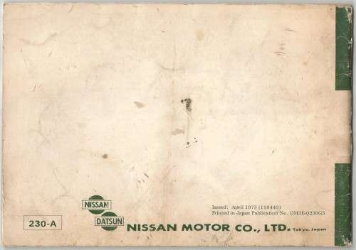 1972 Datsun 260C 220C 200C Owners manual 230 series. 60 pages