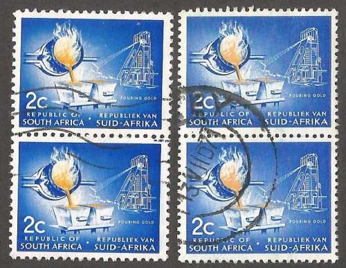 Republic of South Africa Grouping of 1st Definitive 2c Pouring Gold.