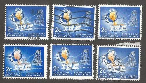 Republic of South Africa Grouping of 1st Definitive 2c Pouring Gold.