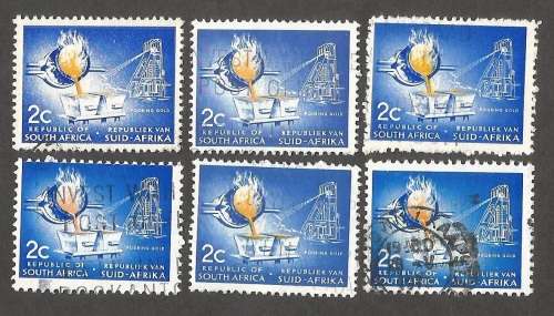 Republic of South Africa Grouping of 1st Definitive 2c Pouring Gold.